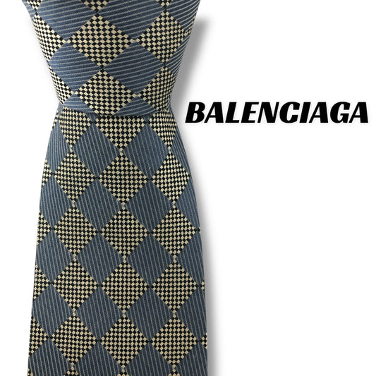 【7689】良品！バレンシアガ　ネクタイ　水色系