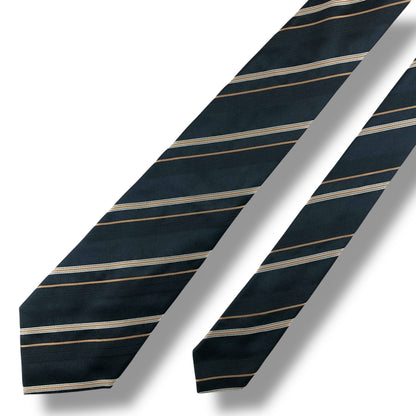 【7690】美品！アルマーニ　ネクタイ　ブラック系　ストライプ柄