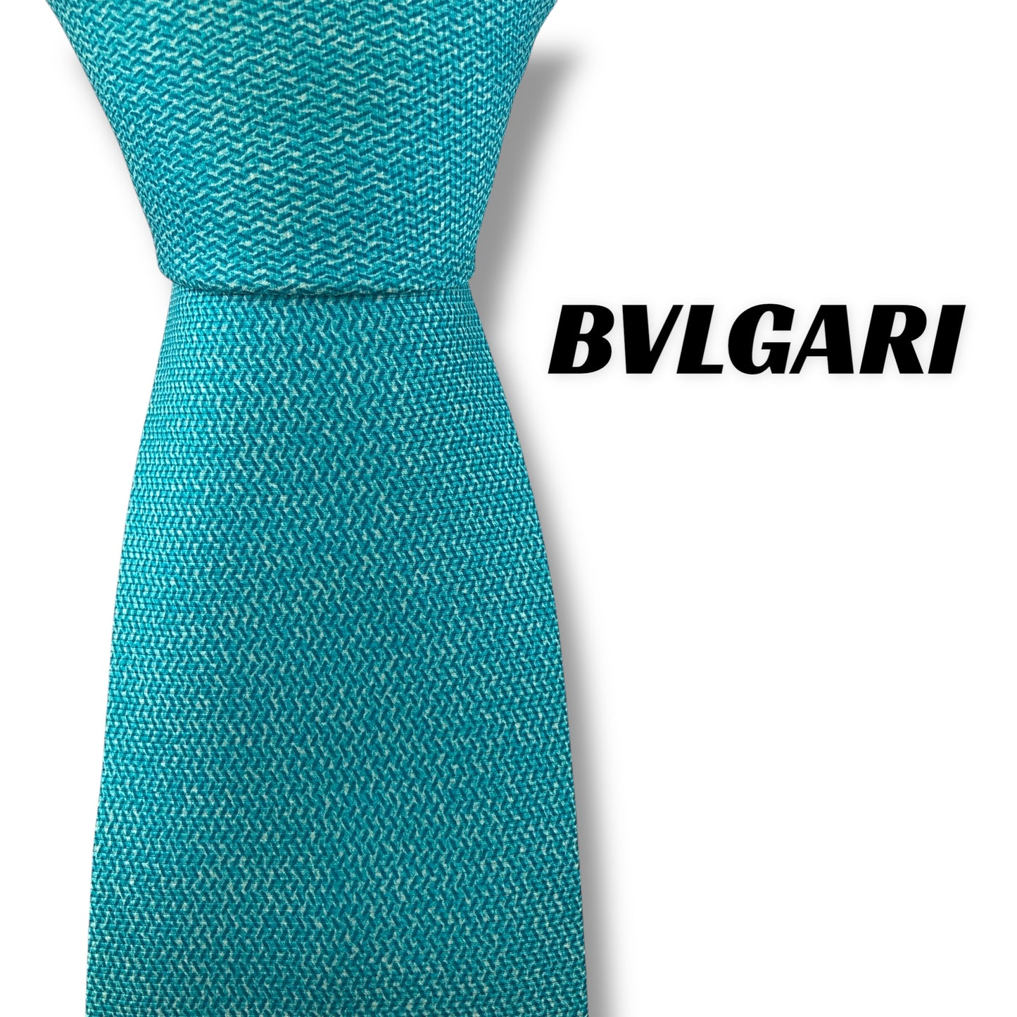 【7692】美品！ブルガリ　ネクタイ　水色系