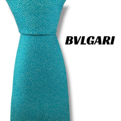 【7692】美品！ブルガリ　ネクタイ　水色系