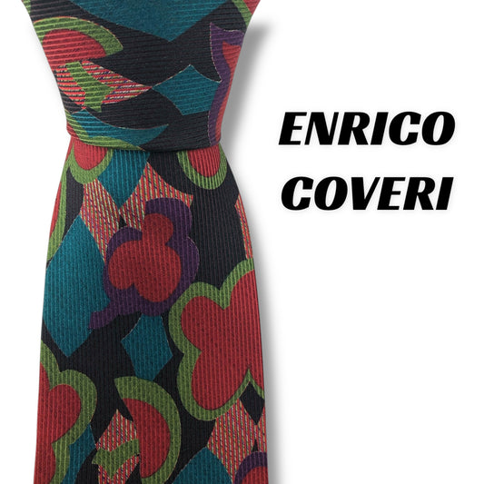 【7694】良品！エンリココベリ　ネクタイ　レッド系