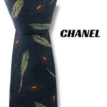【7696】良品！シャネル　ネクタイ　ダークネイビー系