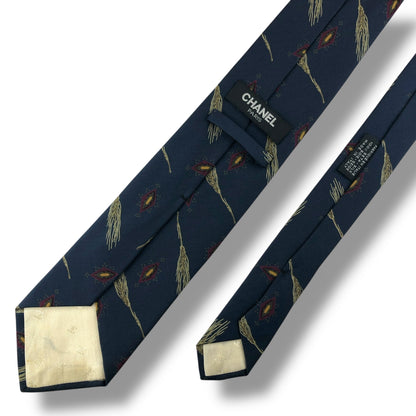 【7696】良品！シャネル　ネクタイ　ダークネイビー系