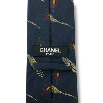 【7696】良品！シャネル　ネクタイ　ダークネイビー系