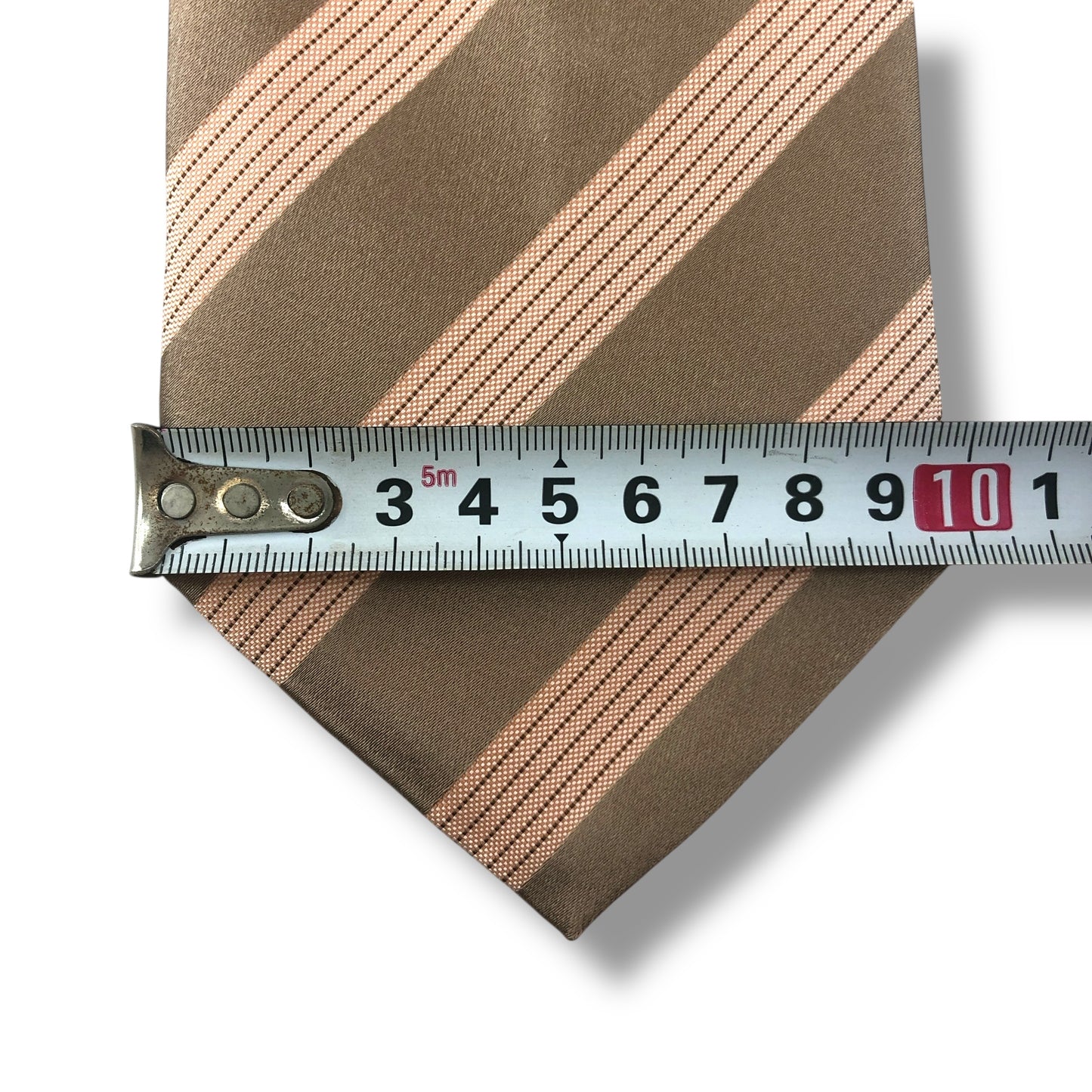 【7698】美品！バーバリー　ネクタイ　ベージュ系　ストライプ柄