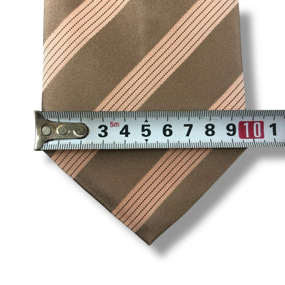 【7698】美品！バーバリー　ネクタイ　ベージュ系　ストライプ柄