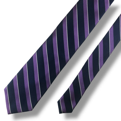 【7699】美品ー良品！トミーヒルフィガー　ネクタイ　パープル系　ストライプ柄