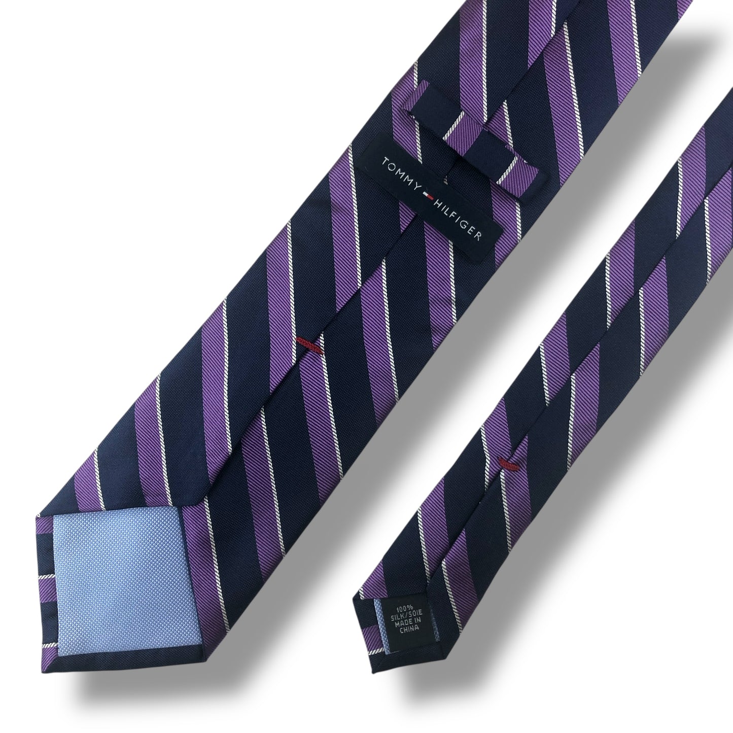 【7699】美品ー良品！トミーヒルフィガー　ネクタイ　パープル系　ストライプ柄