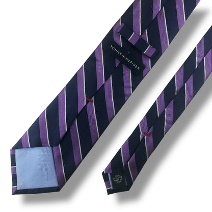 【7699】美品ー良品！トミーヒルフィガー　ネクタイ　パープル系　ストライプ柄