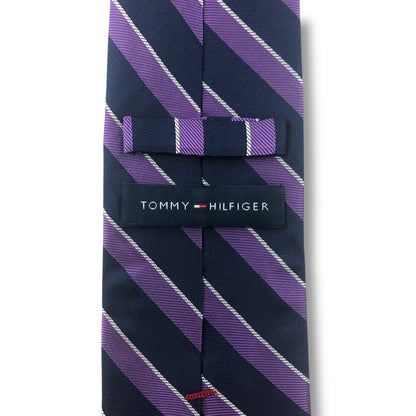 【7699】美品ー良品！トミーヒルフィガー　ネクタイ　パープル系　ストライプ柄