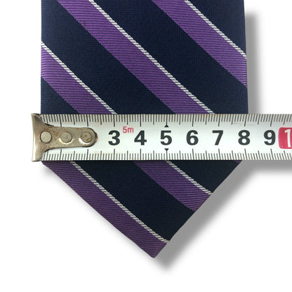 【7699】美品ー良品！トミーヒルフィガー　ネクタイ　パープル系　ストライプ柄