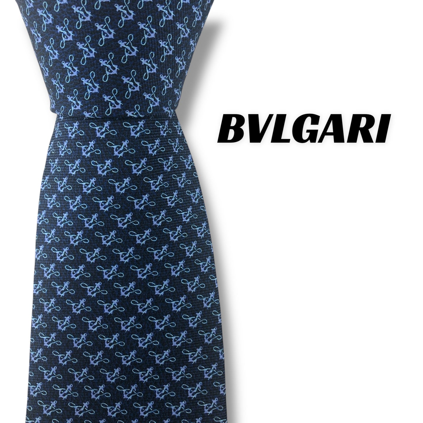 【7702】美品ー良品！ブルガリ　ネクタイ　ネイビー系