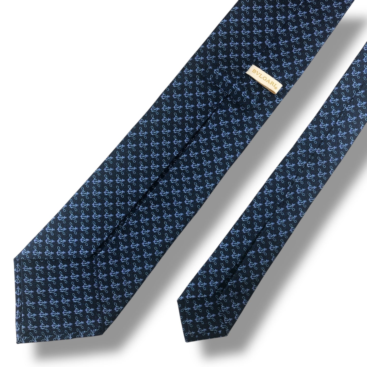 【7702】美品ー良品！ブルガリ　ネクタイ　ネイビー系