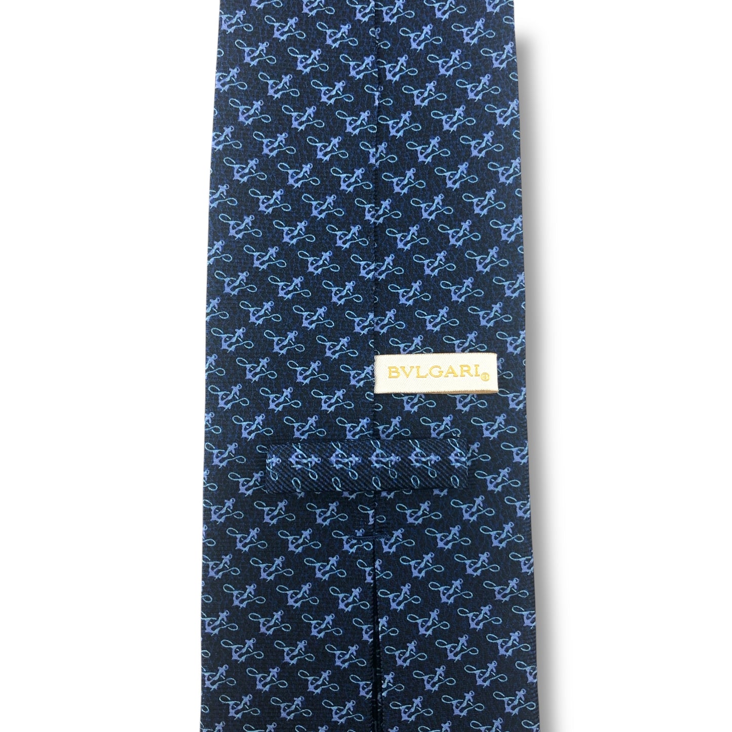 【7702】美品ー良品！ブルガリ　ネクタイ　ネイビー系