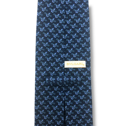 【7702】美品ー良品！ブルガリ　ネクタイ　ネイビー系