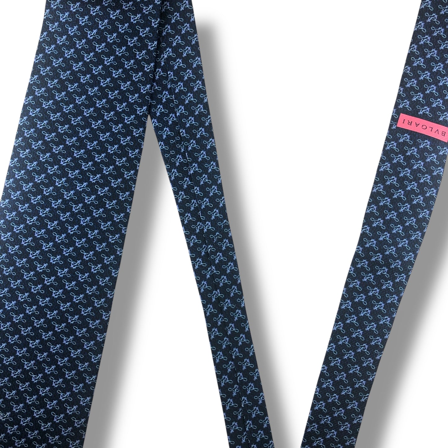 【7702】美品ー良品！ブルガリ　ネクタイ　ネイビー系