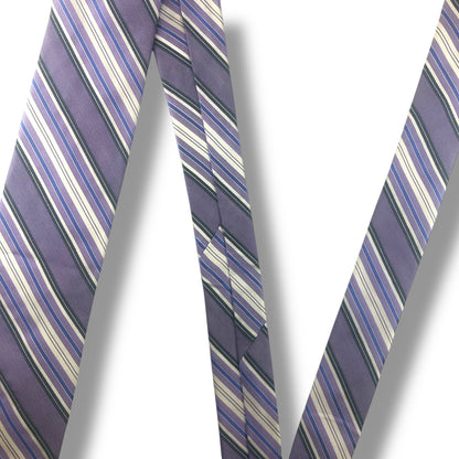 【7708】美品ー良品！カルバンクライン　ネクタイ　パープル系　ストライプ柄