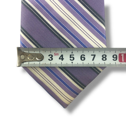 【7708】美品ー良品！カルバンクライン　ネクタイ　パープル系　ストライプ柄