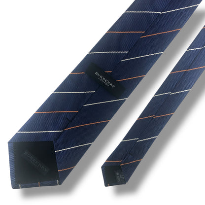 【7710】美品！バーバリー　ネクタイ　ブルー系　ストライプ系