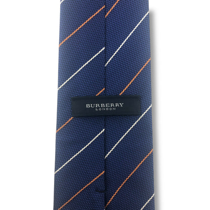 【7710】美品！バーバリー　ネクタイ　ブルー系　ストライプ系