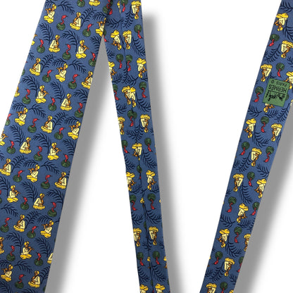 【7712】美品ー良品！エルメス　ネクタイ　水色系　ヘビ使い柄