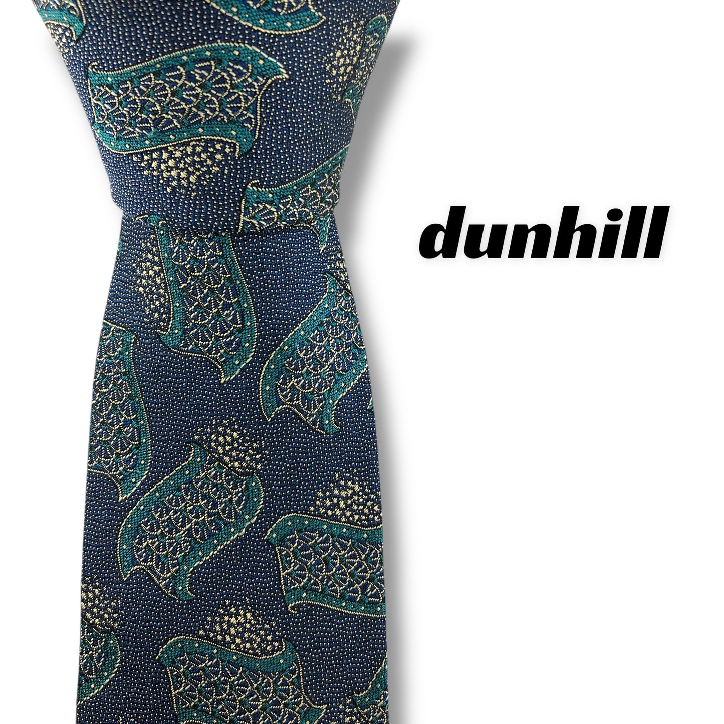 【7713】美品！ダンヒル　ネクタイ　ブルー系