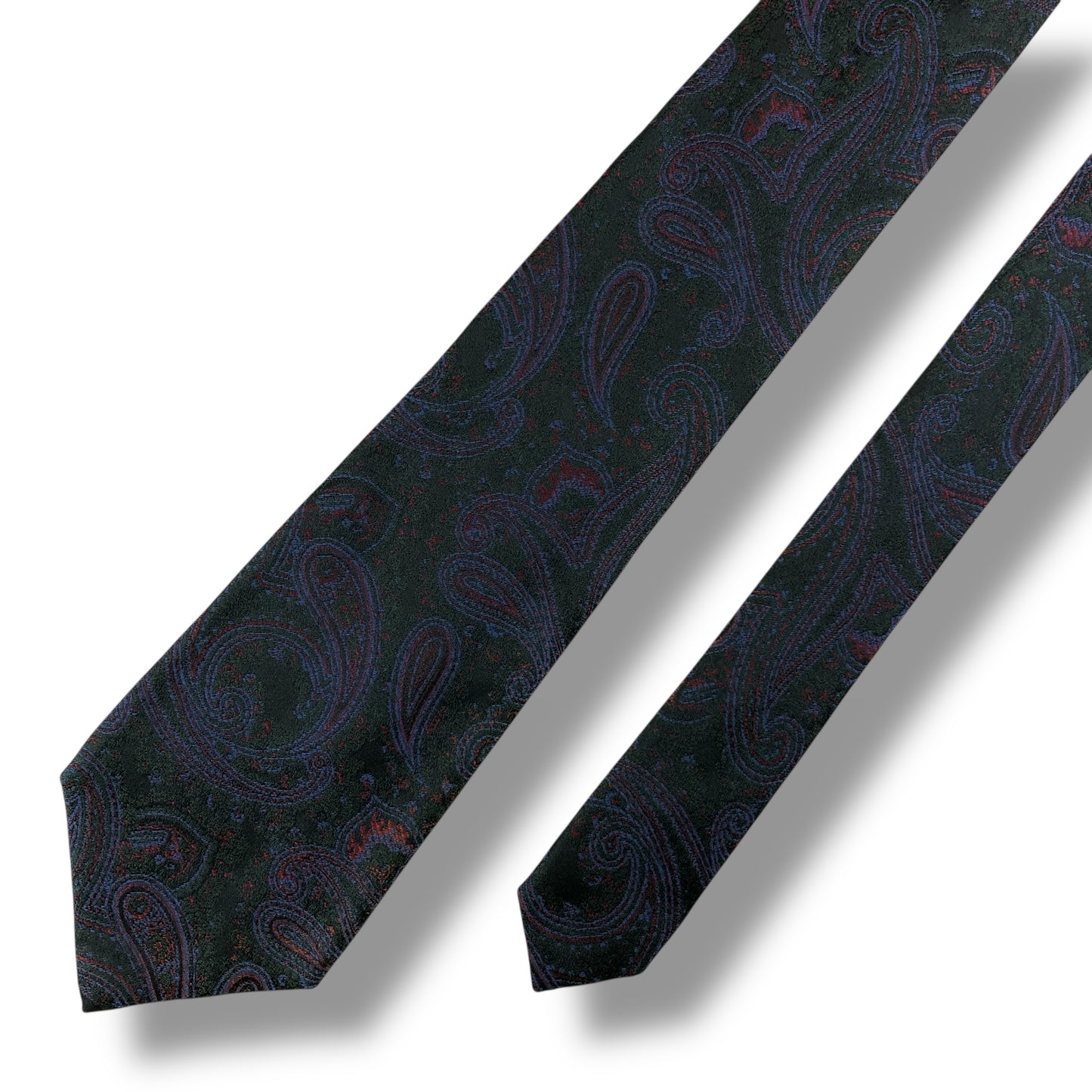 【7718】美品！エトロ　ネクタイ　ダークグリーン系