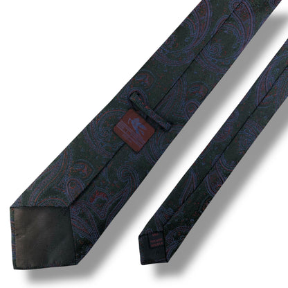 【7718】美品！エトロ　ネクタイ　ダークグリーン系