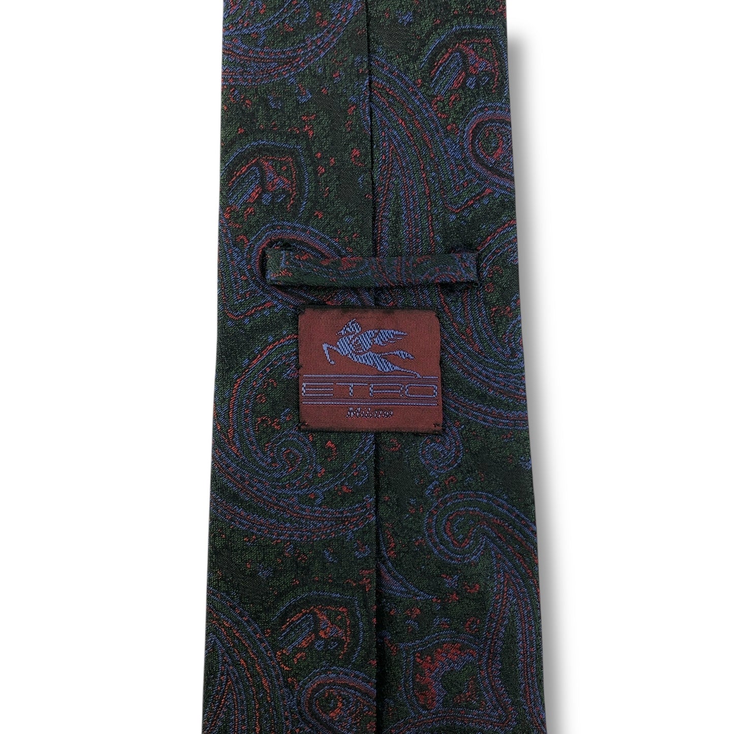 【7718】美品！エトロ　ネクタイ　ダークグリーン系