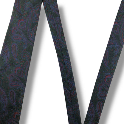 【7718】美品！エトロ　ネクタイ　ダークグリーン系