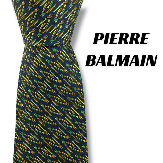 【7720】良品！ピエールバルマン　ネクタイ　ネイビー系　ペンチ柄系