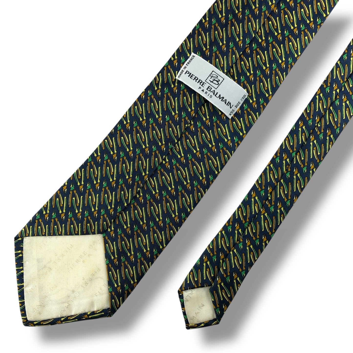 【7720】良品！ピエールバルマン　ネクタイ　ネイビー系　ペンチ柄系