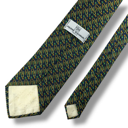 【7720】良品！ピエールバルマン　ネクタイ　ネイビー系　ペンチ柄系