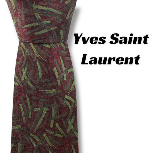 【7725】美品！イブサンローラン　ネクタイ　バーガンディー系