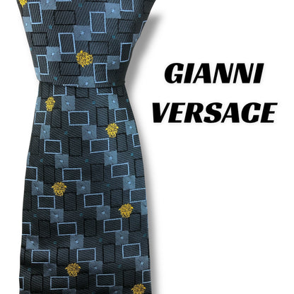 【7726】美品！ヴェルサーチ　ネクタイ　メデューサ　ブルー系