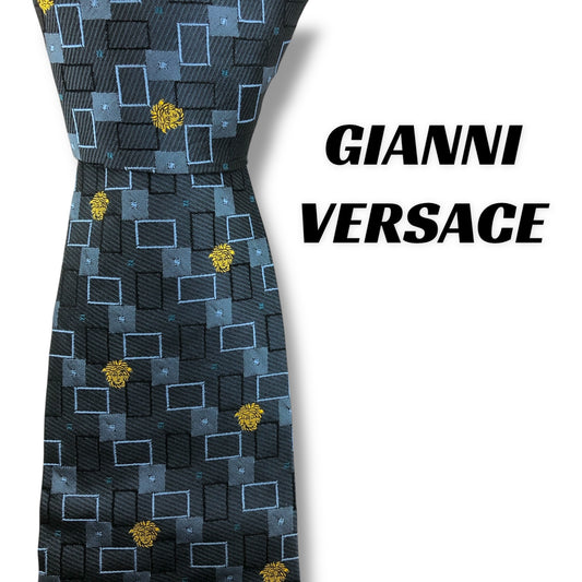 【7726】美品！ヴェルサーチ　ネクタイ　メデューサ　ブルー系