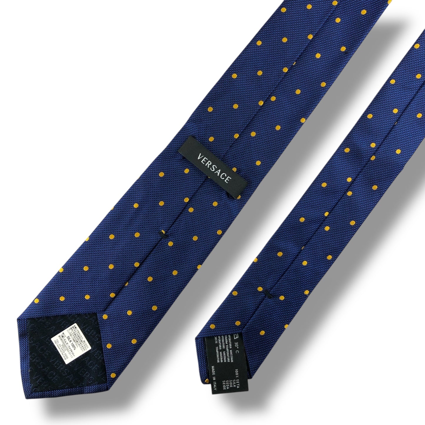 【7727】美品！ヴェルサーチ　ネクタイ　ブルー系　ドット柄