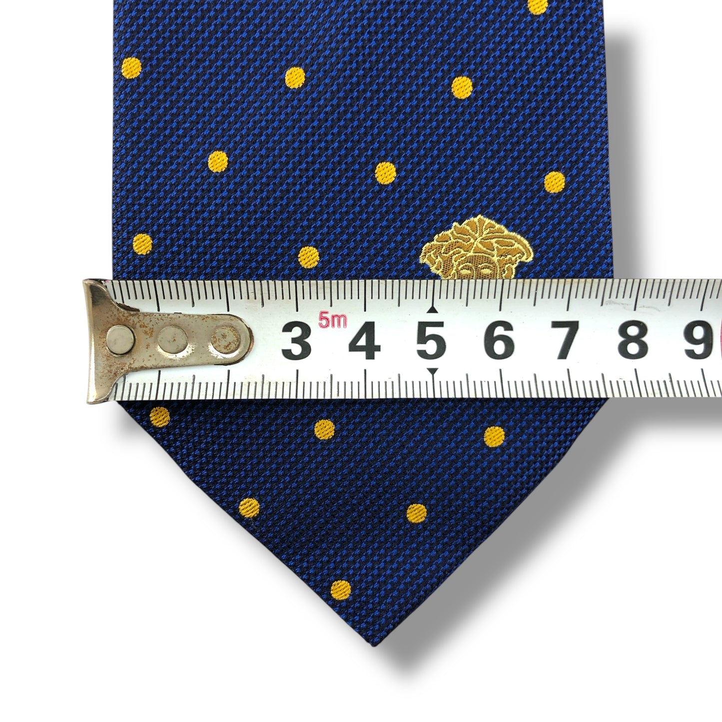 【7727】美品！ヴェルサーチ　ネクタイ　ブルー系　ドット柄