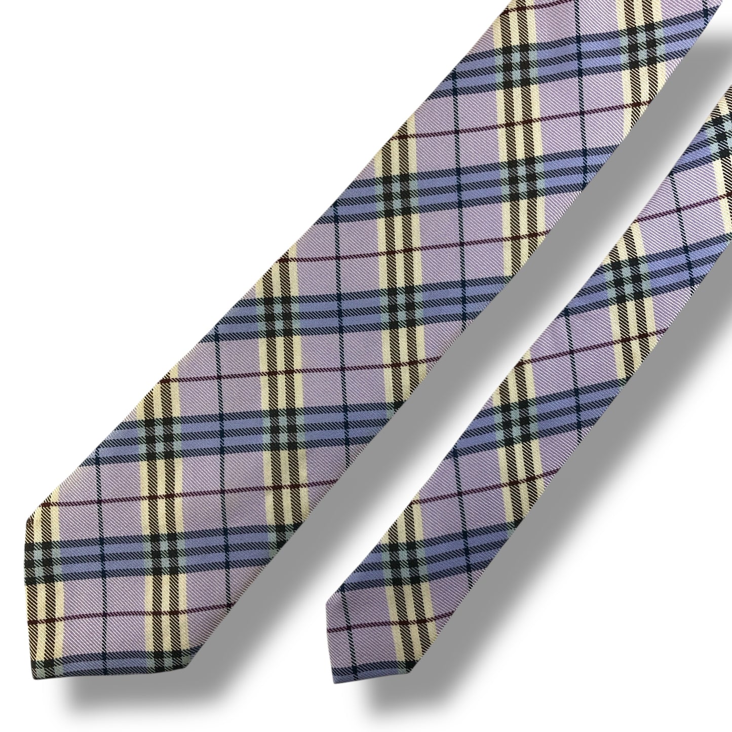 【7728】美品！バーバリー　ネクタイ　パープル系　チェック柄