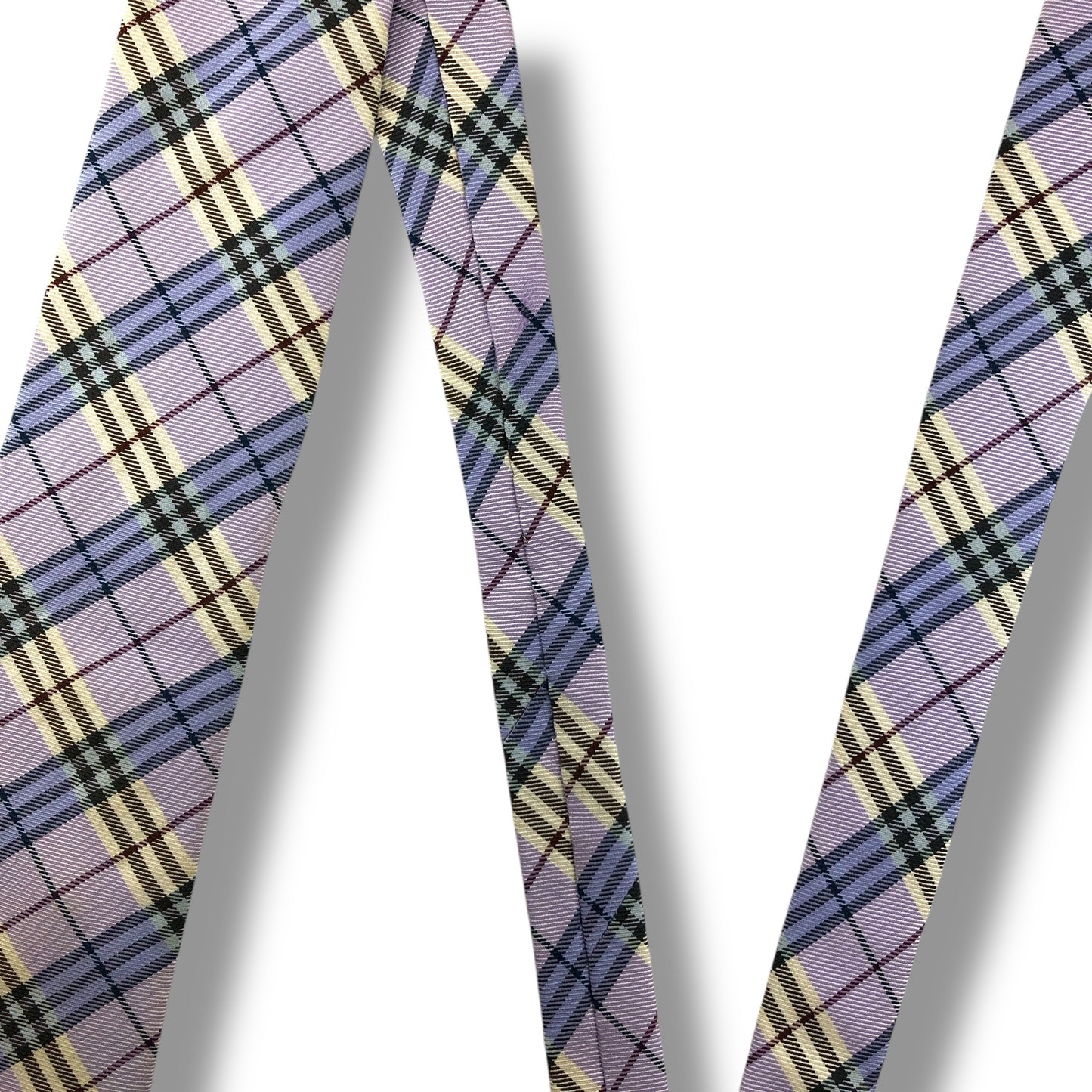 【7728】美品！バーバリー　ネクタイ　パープル系　チェック柄