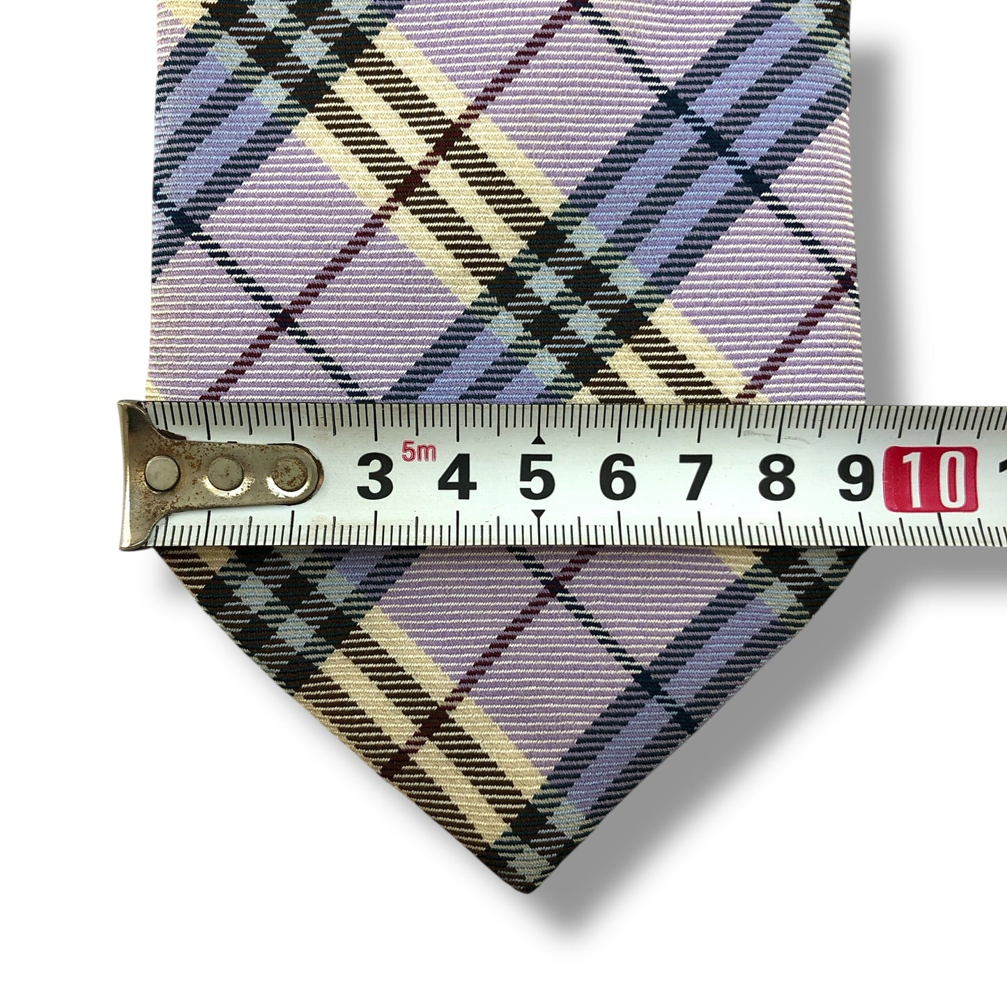 【7728】美品！バーバリー　ネクタイ　パープル系　チェック柄