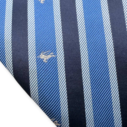 【7610】良品！バーバリー　ネクタイ　ブルー系　ストライプ柄