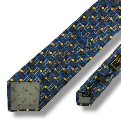 【7832】未使用保管品　フェンディ　ネクタイ ブルー系　FF柄