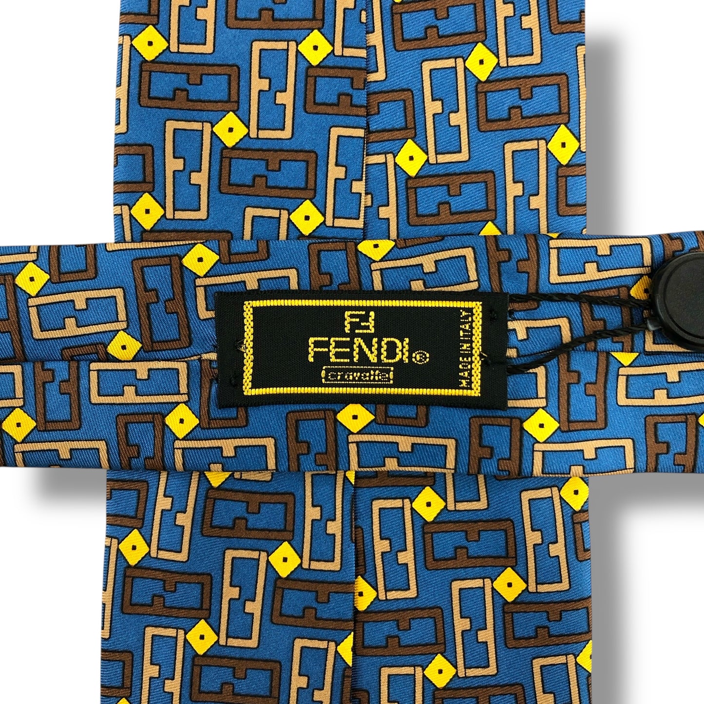 【7832】未使用保管品　フェンディ　ネクタイ ブルー系　FF柄