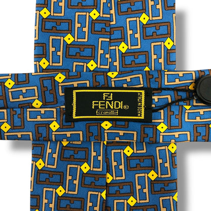 【7832】未使用保管品　フェンディ　ネクタイ ブルー系　FF柄