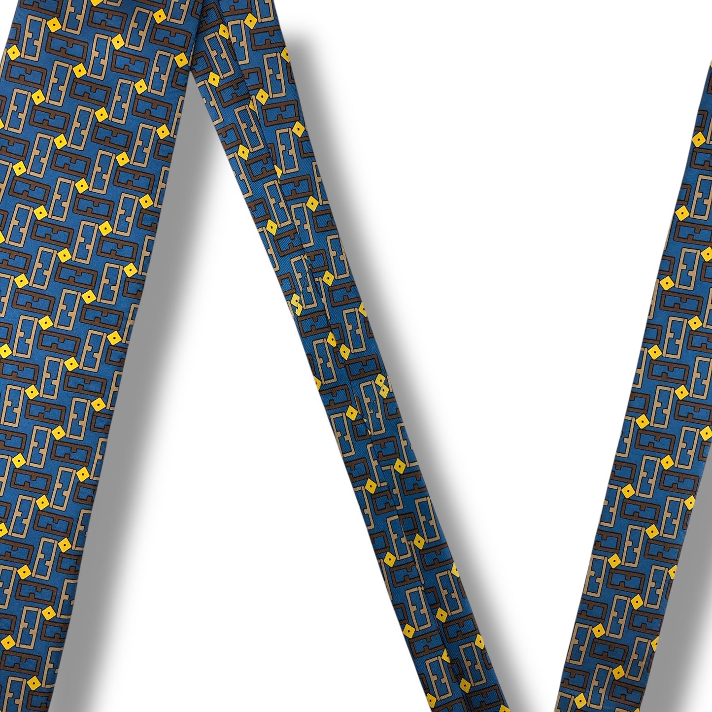 【7832】未使用保管品　フェンディ　ネクタイ ブルー系　FF柄