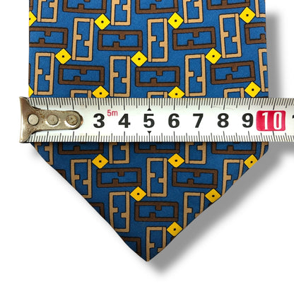 【7832】未使用保管品　フェンディ　ネクタイ ブルー系　FF柄