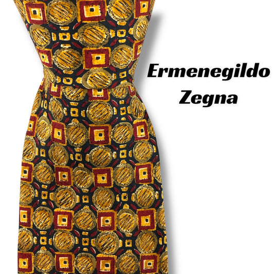 【7874】美品！エルメネジルドゼニア　ネクタイ　イエロー系