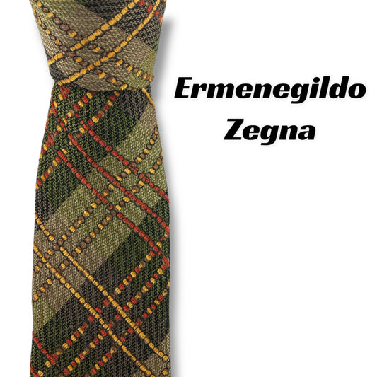 【7876】美品！エルメネジルドゼニア　ネクタイ　グリーン系