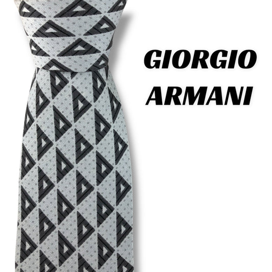 【7893】良品！ジョルジオアルマーニ　ネクタイ　ライトグレー系
